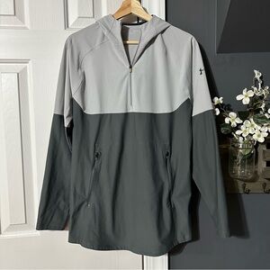 Men’s Under Armour Gray Threadborne Vanish Quick Dry Hooded Popover Jacket